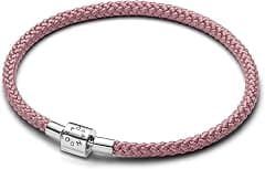 Pandora Women's Sterling silver bracelet with shimmering pink cord - متتبع أسعار Amazon.sa