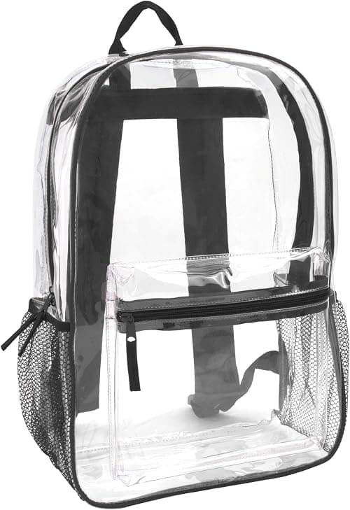 Clear Backpack With Reinforced Straps & Front Accessory Pocket - Perfect for School, Security, Sporting Events on Amazon.ae - Price Tracker