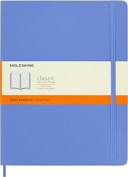 Moleskine - Classic Notebook, Ruled Notebook, Soft Cover and Elastic Closure, Size X-Large 19 x 25 cm, Colour Hydrangea Blue, 192 Pages - متتبع أسعار Amazon.sa