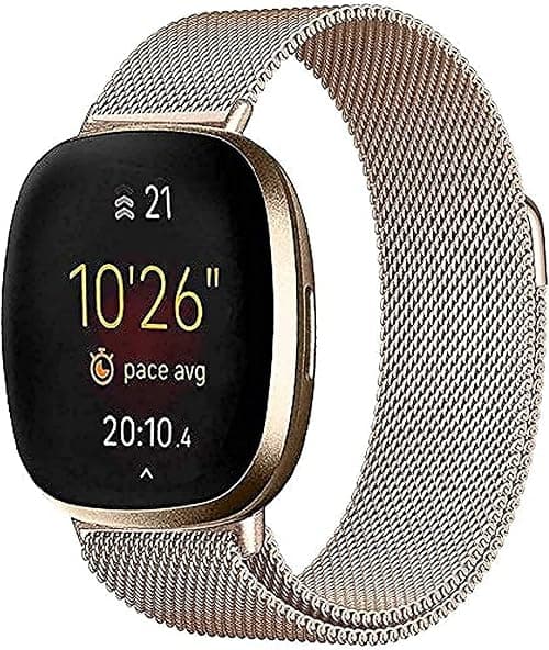 Stainless Band Compatible with Fitbit Versa 3/Fitbit Sense Women Men, Stainless Steel Mesh Loop Replacement Bracelet Magnet Wristband Strap for Fitbit Versa 3/Sense Smartwatch (Rose Gold) on Amazon.ae - Price Tracker