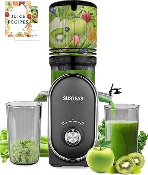 SUSTEAS Cold Press Juicer, 5.3" Feed Chute(50oz Capacity), 300 Watt Slow Masticating Juice Extractor for Whole Fruits and Vegetables, Automatic Feed, Easy to Clean, High Juice Yield,Silver gray on Amazon.ae - Price Tracker