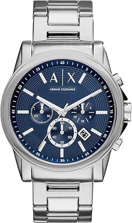 Armani Exchange Watch for Men, Quartz Chronograph Movement, 45 mm Silver / Steel Stainless Steel Case with a Stainless Steel Strap, AX2509 on Amazon.ae - Price Tracker