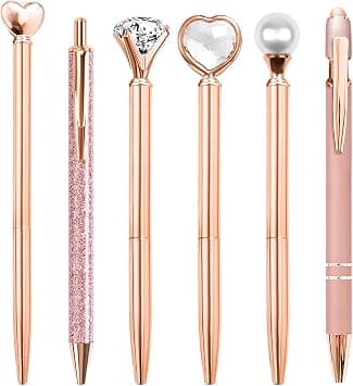 YOXMJDB Cute Pens for Women, 6 Pcs Rose Gold Pens Metal Ballpoint Pens Bulk, 1.0mm Medium Point Black Ink Pens, Office and School Supplies Cool Fun Pens Gifts for Women Teacher Nurse (Rose Gold) on Amazon.sa - Price Tracker