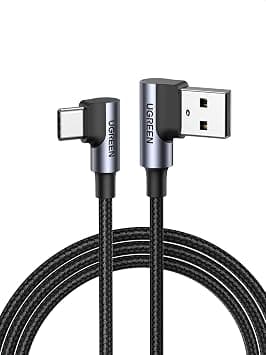 UGREEN Type C Cable 90 Degree Quick Charge QC3.0 3A Braided Nylon (1M) | USB A, Type C, Compatible with iPhone 17 Pro Max Air 16 15 Plus Galaxy S26 S25 A16 A56 Pixel 10 9 8 Xiaomi Note 15 14 13 iPad على Amazon.ae - متتبع الأسعار