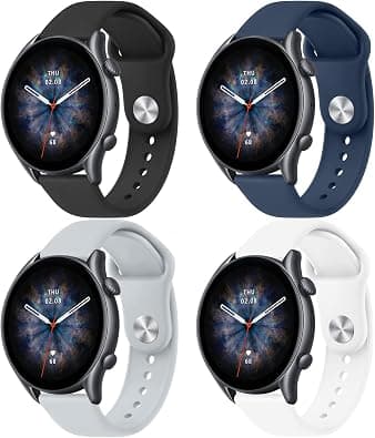 Amzpas Silicone Band for Amazfit GTR 3 Pro/GTR 3/ GTR 2e/ GTR 2/ GTR 4/ Amazfit GTR 47mm Smart Watch, 22mm 4 Pack Soft Quick-Release Replacement Wristband with Simple Buckle, Sport Strap for Men on Amazon.sa - Price Tracker