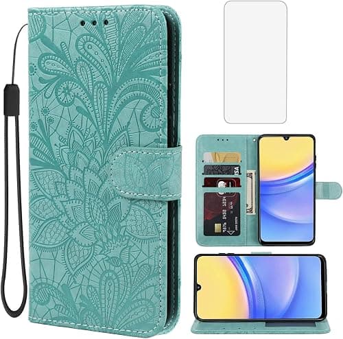 Case for Galaxy A26/Galaxy A17/Galaxy A16/F17/M17 SM-A266U Wallet Case with Tempered Glass Screen Protector, Flower PU Leather Flip Credit Card Holder Phone Cover for Samsung Galaxy A16 Green on Amazon.ae - Price Tracker
