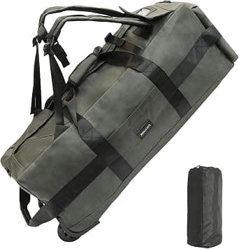80L Rolling Duffle Bag with Wheels - Heavy-Duty 33.5" Foldable Duffel, Water-Resistant Wheeled Luggage with Shoulder Straps for Camping, Gym, Airplane, Green, carry-on-31-inch, Collapsible على Amazon.ae - متتبع الأسعار