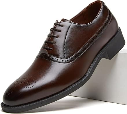 Men's Wingtip Brogue Dress Shoes - Leather Formal Oxfords for Business, Wedding & Office على Amazon.ae - متتبع الأسعار