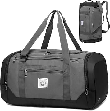 Laripwit Gym Bags for Men, 40L Medium Sports Travel Duffel Bag with Shoe Compartment & Wet Pocket Lightweight Gym Duffle Bag Backpack Multipurpose Weekender Overnight Backpack for Women, Gray, Gray, on Amazon - Best Deal Finder