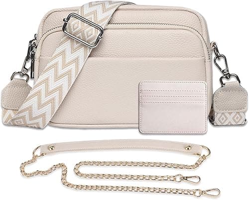 Cross body Bag for Women,Leather Handbag & Shoulder Bag with Adjustable Wide Strap,Chain Strap and 3-Slot Card Holder,Camera Cross Body Bag for Lady Girl Travel Shopping Work Daily Use on Amazon.ae - Price Tracker