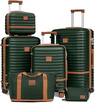 Joyway Luggage Set 3 Piece Suitcase Sets with Spinner Wheel,Hardside Expandable Travel Laggage with TSA Lock (13/20/24/28 Green brown on Amazon.ae - Price Tracker