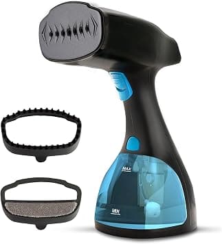 AGARO Signify Handheld Garment Steamer, Horizontal & Vertical Use, Wrinkle Remover, Iron, Fast Heat, Ceramic Steam Nozzle, 1500W, 260 ML Water Tank, Detachable Fabric Brush, Lint Brush, Black & Blue on Amazon.ae - Price Tracker