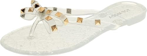 Womens Studded Jelly Flip Flops Sandals with Bow على Amazon.ae - متتبع الأسعار