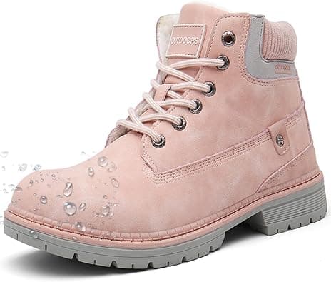 Snow Boots Womens Mens Winter Flat Ankle Boots Warm Fur Lined Fashion Combat Leather Shoes Casual Work Walking Hiking Lace Up Outdoor Trainer Urban على Amazon.ae - متتبع الأسعار