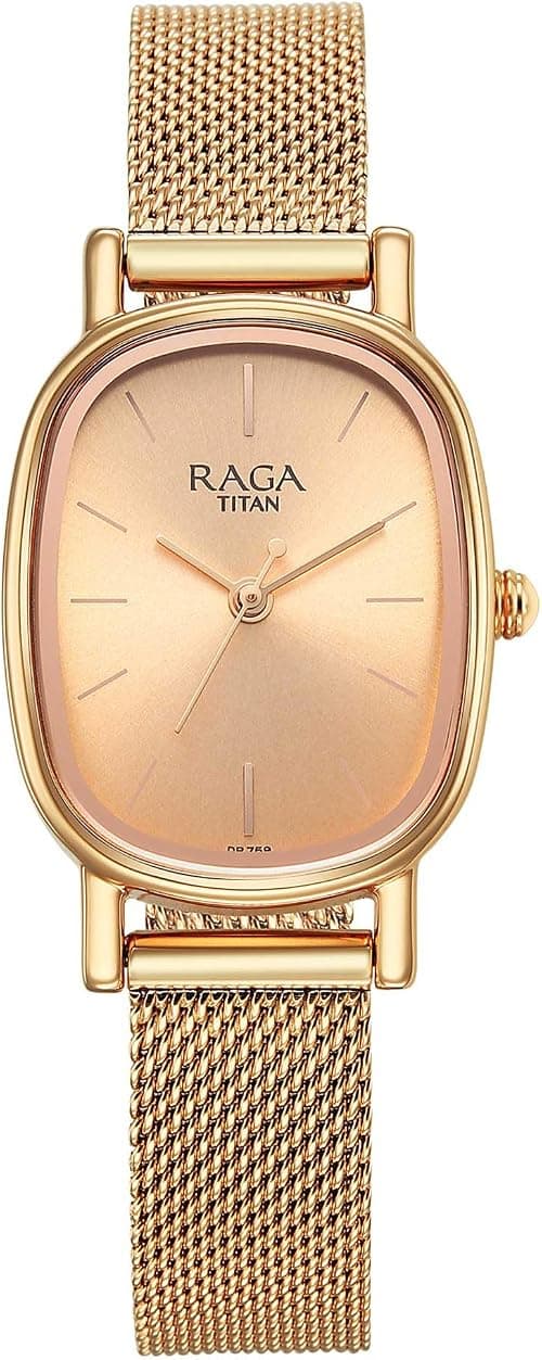 Titan Raga Oval Analogue Watch for Women, Rose Gold/Rose Gold على Amazon.ae - متتبع الأسعار