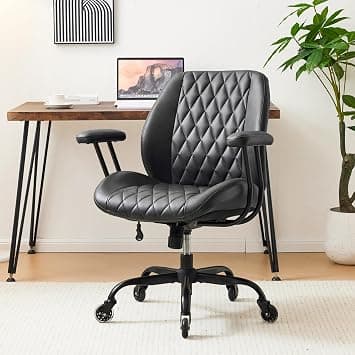 YFO Home Office Desk Chair Office Rubber Casters Ergonomic Computer Chair with Lumbar Support Adjustable Height Rolling Swivel Executive Task Armrests Chair, Black PU on Amazon.ae - Price Tracker