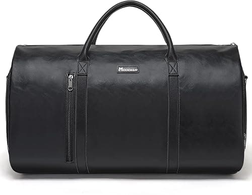 Leather Garment Bag for Travel, Modoker Carry On Suit Carrier Travel Bag with Shoulder Strap/Multiple Pockets - Ideal for Business Trips & Weekend Getaways - The Garment Duffel Bag for Traveling Men on Amazon - Best Deal Finder