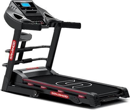 Sparnod Fitness STH-3000 Series Treadmill 4HP Peak Motor, Incline, Speed 0.8-16 Km/h, LCD Display,12 Pre-Set,110 Kg User Weight, Hydraulic Foldable on Amazon - Best Deal Finder