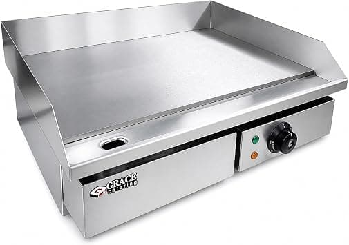 Grace Commercial Electric Griddle, Stainless Steel Universal Griddle with Even Heating Flat Burger Grilling Cast Iron Plate Steel Hot Plate Kitchen Grill Fried Pans Burger Bacon Egg Fryer (GR-818) on Amazon.ae - Price Tracker