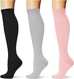 (3 pairs) Compression Socks 20-30 mmHg Long Knee High Socks for Women Men Support Athletic Travel Daily Wear - متتبع أسعار Amazon.sa
