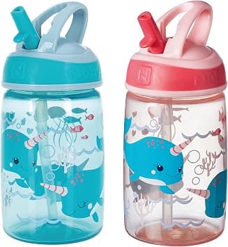 Nuby Mighty Swig Water Bottle - No Spill Active Toddler Sippy Cup | 360 ml / 12 oz | Carry Handle | Dishwasher and Microwave Safe | Suitable Beaker for 18 Months Plus (Under The Sea, Pack of 2) on Amazon.ae - Price Tracker