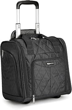 Amazon Basics Underseat Carry-On Rolling Travel Luggage Bag, 14 Inches, Black Quilted on Amazon.sa - Price Tracker