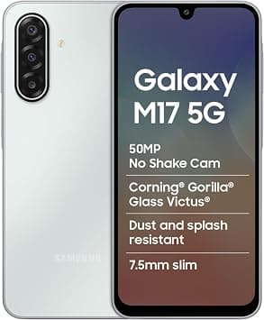 Samsung Galaxy M17 5G (Moonlight Silver, 6GB RAM, 128GB Storage)| Circle to Search| Gemini Live| 50MP OIS Triple Camera| IP54 Rating| Gorilla Glass Victus| AI| 6 Gen of OS Upgrades| Without Charger on Amazon.sa - Price Tracker