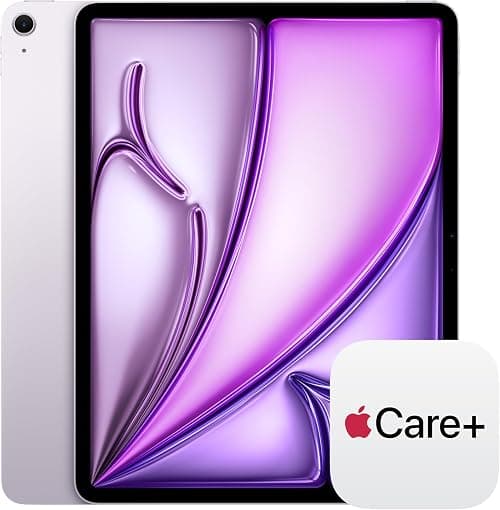 Apple iPad Air 13-inch with M3 chip Built for Apple Intelligence, Liquid Retina Display, 128GB, 12MP Front/Back Camera, Wi-Fi 6E, Touch ID, All-Day Battery Life — Purple with AppleCare+ (2 Years) على Amazon.ae - متتبع الأسعار