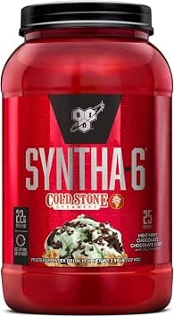 BSN Syntha-6 Whey Protein Powder, Cold Stone Creamery- Mint Mint Chocolate Chocolate Chip Flavor, Micellar Casein, Milk Protein Isolate Powder, 25 Servings on Amazon.ae - Price Tracker