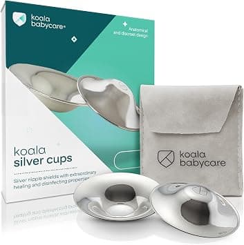 Koala Babycare The Original Silver Nursing Cups - Nipple Shields for Nursing Newborn -Breastfeeding Essentials - Protect and Soothe - Tri-Laminate Silver (Trilaminate Silver, Maxi) على Amazon.ae - متتبع الأسعار