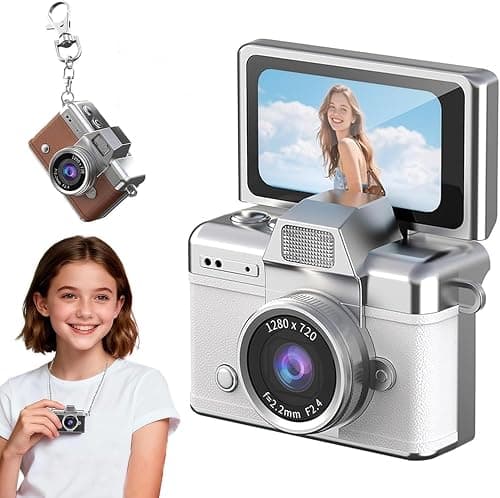 Mini Digital Camera, Kids Camera, 1080P HD Tiny Retro Keychain Camera with, 1.47" Screen Built-in Flash & Flip Display, Vintage Compact Micro Pocket Camera for kids Gift, Travel (White) on Amazon.ae - Price Tracker
