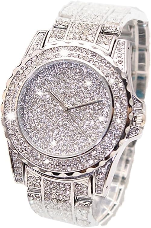 Luxury Women Watch Bling Bling Fashion Jewelry Crystal Diamond Rhinestone Ladies Watches Steel Band Round Dial Analog Clock Classic Quartz Female Charm Bracelet Dress Wristwatches on Amazon.ae - Price Tracker