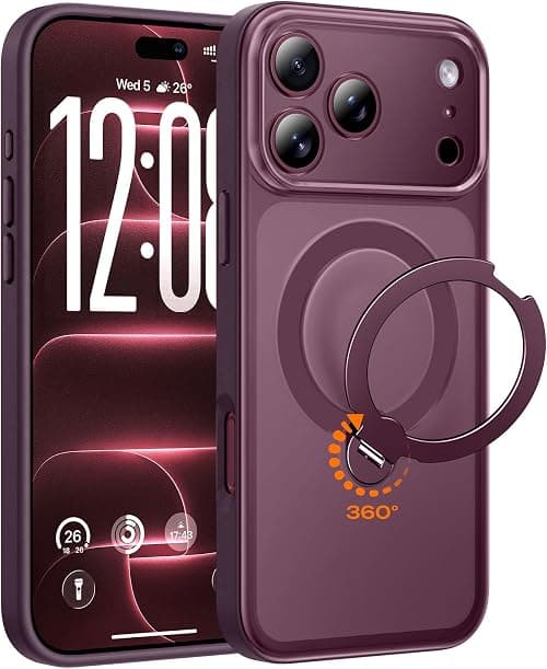 TOCOL for iPhone 18 Pro Case with 360° Magnetic Stand, Burgundy on Amazon.ae - Price Tracker