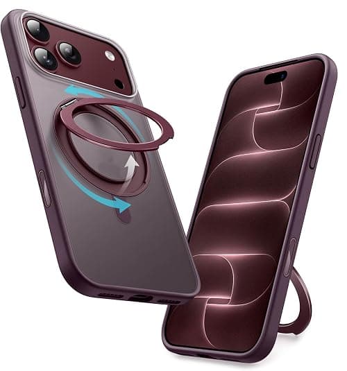 JETech 360° Rotatable Ring Stand Case for iPhone 18 Pro Max, Dark Cherry على Amazon.ae - متتبع الأسعار