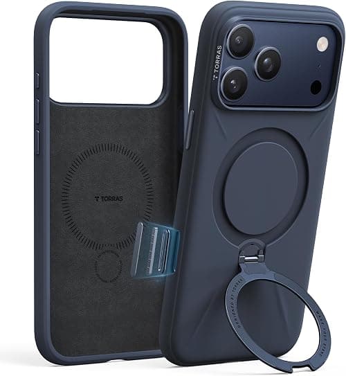 TORRAS Q3 Silicone for iPhone 17 Pro Max Case with Stand, Fit for MagSafe, Liquid Silicone Cozy Grip, 360 Spin Stand, Camera Control, Protective for iPhone 17 Pro Max Phone Case Silicone, Deep Blue على Amazon.ae - متتبع الأسعار