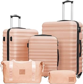 COOLIFE Suitcase Luggage Set of 5 Pieces, Luggage Travel Bag, 20/24/28 inch | TSA Lock 4 Spinner Wheels, Suitcase Included 1pcs Travel Bag and 1pcs Toiletry Bag with TSA Lock (Sakura Pink, 5 Piece Set) on Amazon.sa - Price Tracker