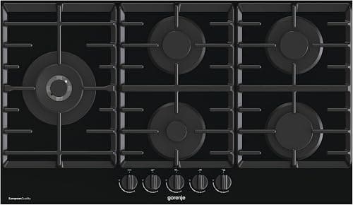 Gorenje GCW951B, 90 cm Built in Gas in Glass Hob, 5 Gas Burners, Cast Iron Pan Support, One Hand Ignition, Balck, Made in Slovenia,1 Year Warranty on Amazon.ae - Price Tracker