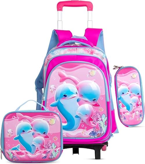 School Bag,Children School Bag Student Backpack with Pencil Bag, Lunch bag, Trailer, 3D cartoon pattern Large volume Waterproof Bookbag and for 3-10 Year Elementary Kindergarten على Amazon.ae - متتبع الأسعار