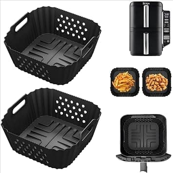 2Pcs Silicone Air Fryer Liner for Ninja Double Stack 7.6L Air Fryer SL300UK, BPA-Free Airfryer Accessories(14.5 x 14.5 x 8CM), Reusable Air Fryer Liners for Ninja Dual Zone AF400UK/451UK on Amazon.ae - Price Tracker
