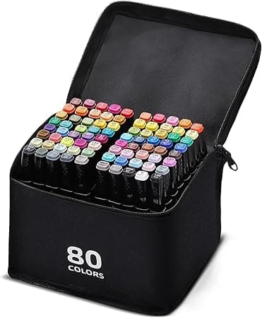 SKY-TOUCH 80 Colored Graphic pen,Alcohol Markers,Twin Tip Marker Set, Colouring Pens, Markers, Art pens for Drawing, Sketching, Anime and Manga Colouring,with Black Bag and Storage Base on Amazon.ae - Price Tracker