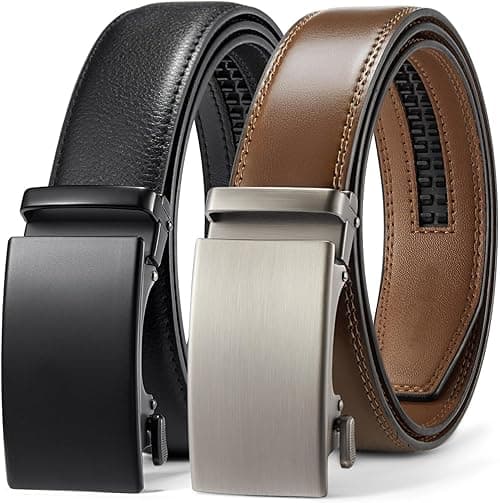 Ratchet Leather Belt For Men 2 Pack Dress and Casual with Adjustable Buckle, Trim to Fit on Amazon.ae - Price Tracker