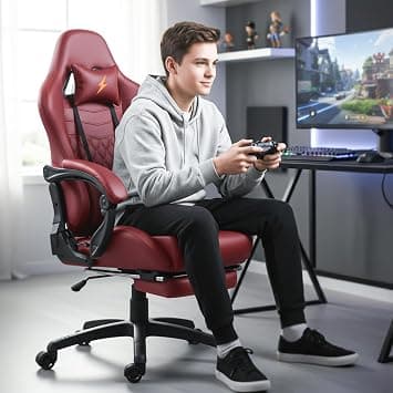 Drogo MultiPurpose Ergonomic Gaming Chair with 7 Way adjustable Seat, PU Leather, Head & USB Massager Lumbar Pillow | Home & Office Desk Chair with Full Reclining Back & Footrest (Wine Red) على Amazon.ae - متتبع الأسعار