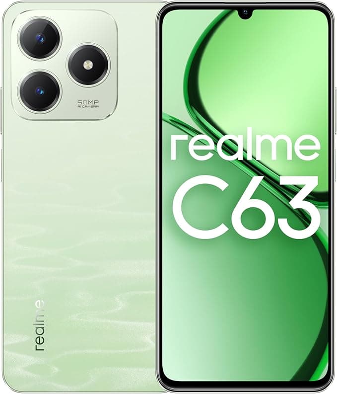 Realme C63 4G (Jade Green 6GB RAM,128GBROM)|Premium Vegan Leather|Ultra Slim|90Hz Eye Comfort Display|IP54 Water Resistance|Air Gestures|5000mAh Battery|12 Months Warranty - Middle East Version on Amazon.ae - Price Tracker