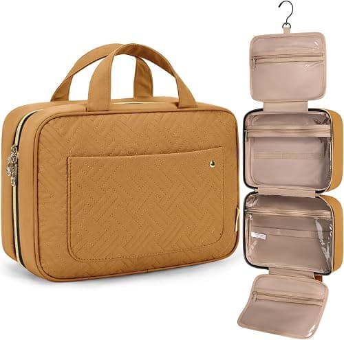 BAGSMART Toiletry Bag Travel Bag with Hanging Hook, Water-resistant Makeup Cosmetic Bag Travel Organizer for Accessories, Shampoo, Full Sized Container, Toiletries on Amazon - Best Deal Finder