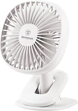 Westinghouse Portable Clip-On Desk Fan – 3 Speed Rechargeable Battery Operated Fan with Adjustable Tilt, Compact Quiet Cooling for Home, Office, and Travel – 190mm x 140mm on Amazon.ae - Price Tracker