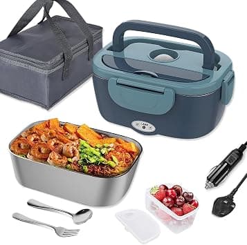 Electric Lunch Box Food Heater, 2 in 1 Portable Heated Lunch Boxes Lunch for Adults, Office, Car Truck, Work, 1.5L Removable 304 Stainless Steel Container, with Fork & Spoon Insulated Carry Bag on Amazon.ae - Price Tracker