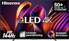 Hisense 65 Inch Smart TV, QLED, 4K Ultra HD, Dolby Atmos, VIDAA Smart OS, 144HZ, Game Mode, AI Picture - متتبع أسعار Amazon.sa