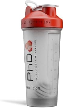 PhD Nutrition Mixball Shaker, Shaker for Protein Shakes, Wire Mixball Whisk, Red Non-Drip Screw Lid, Transparent Colour, 600 ml on Amazon.ae - Price Tracker