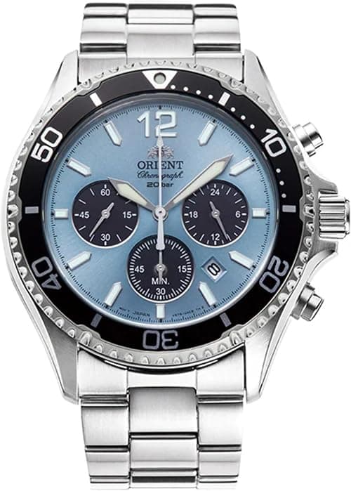 Orient Mako Solar Light Blue Dial Steel Bracelet Men’s Watch RA-TX0206L10B, Blue, bracelet on Amazon.ae - Price Tracker