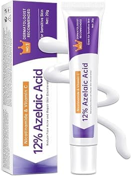 Azelaic Acid Cream, 12% Serum, Vitamin C Moisturizer, Hyaluronic Acid, Niacinamide, Redness Relief, Oil Control, Pore Cleansing, Sensitive Skin Care, Oily Skin Treatment على Amazon.ae - متتبع الأسعار
